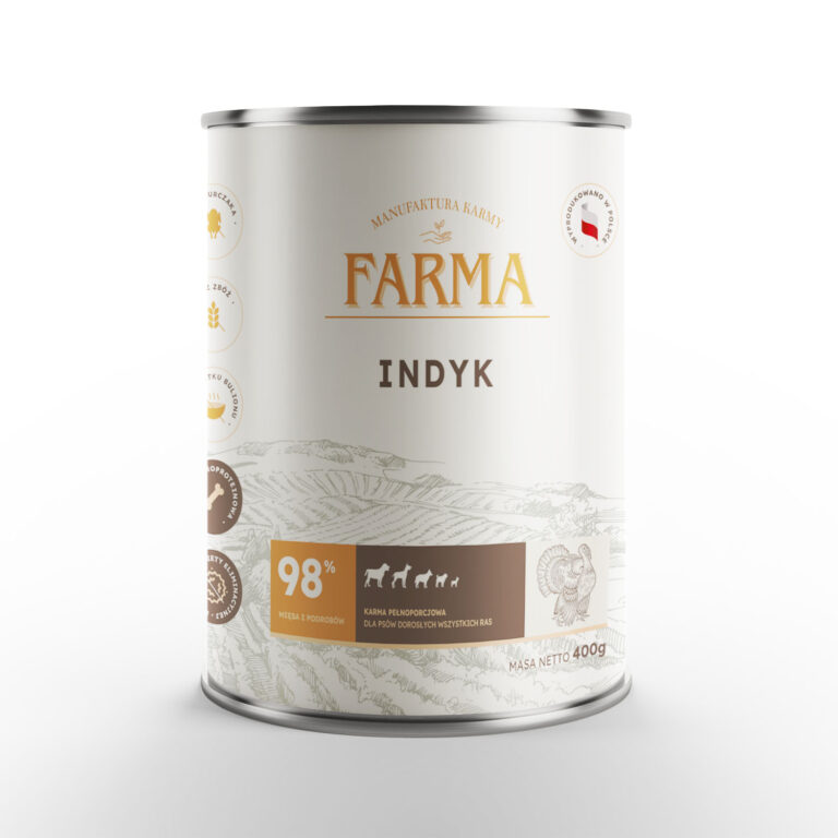 puszka mokrej karmy firmy FARMA