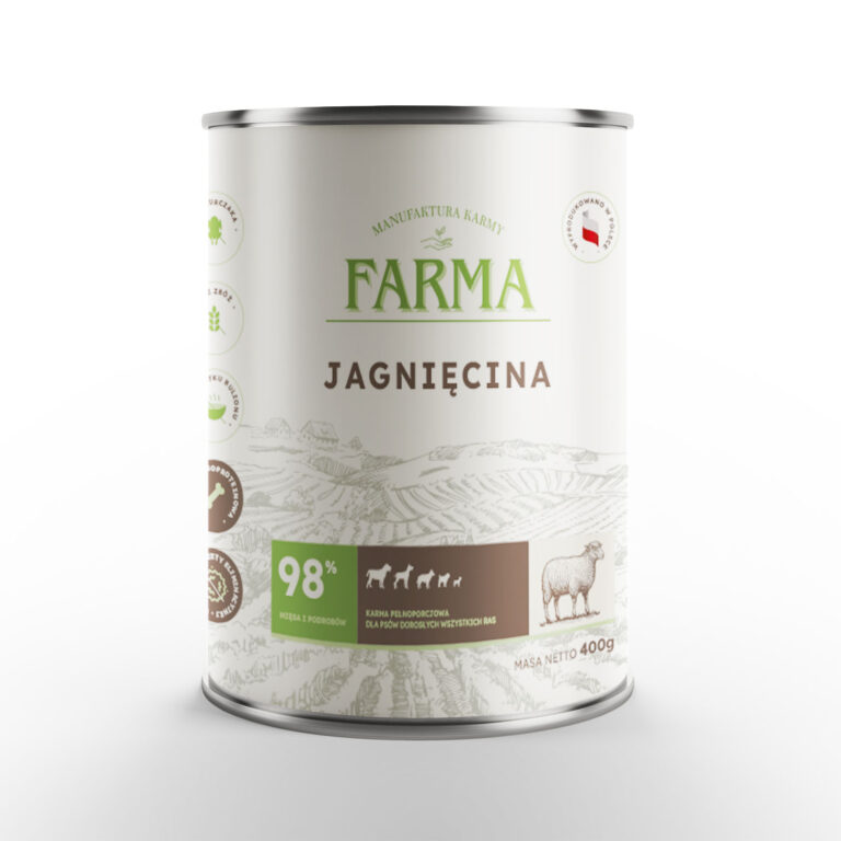 puszka mokrej karmy firmy FARMA