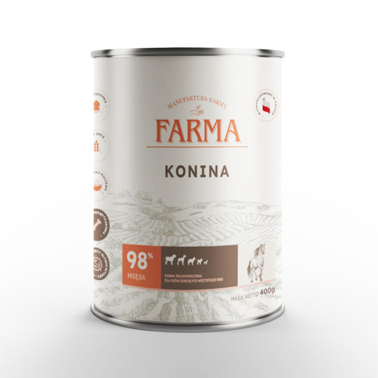 puszka mokrej karmy firmy FARMA