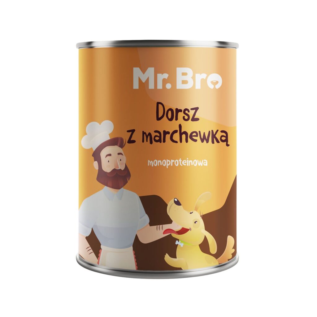 puszka mokrej karmy dla psów producenta mr.Bro