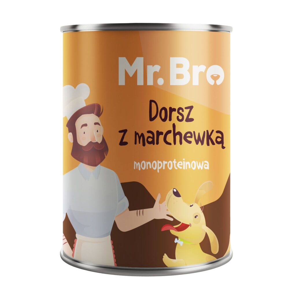 puszka mokrej karmy dla psów producenta mr.Bro
