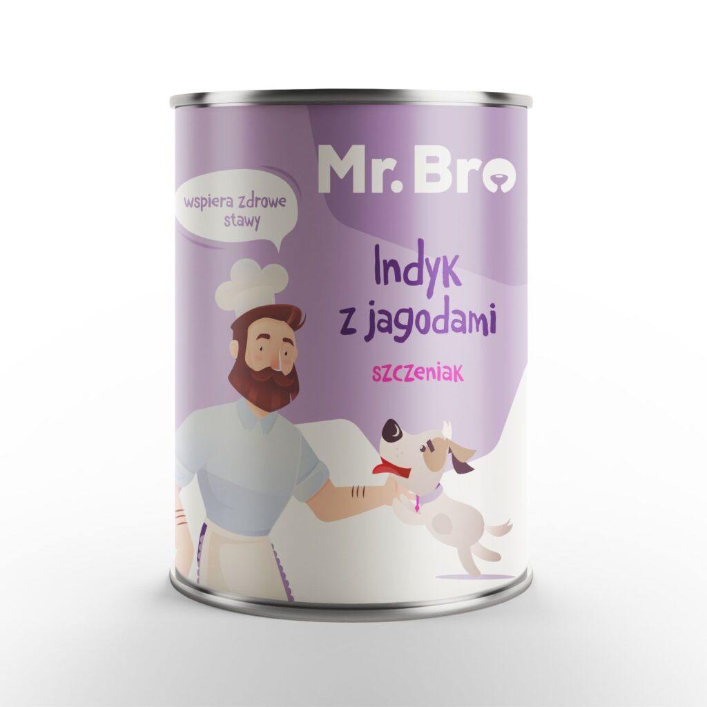 puszka mokrej karmy dla psów producenta mr.Bro