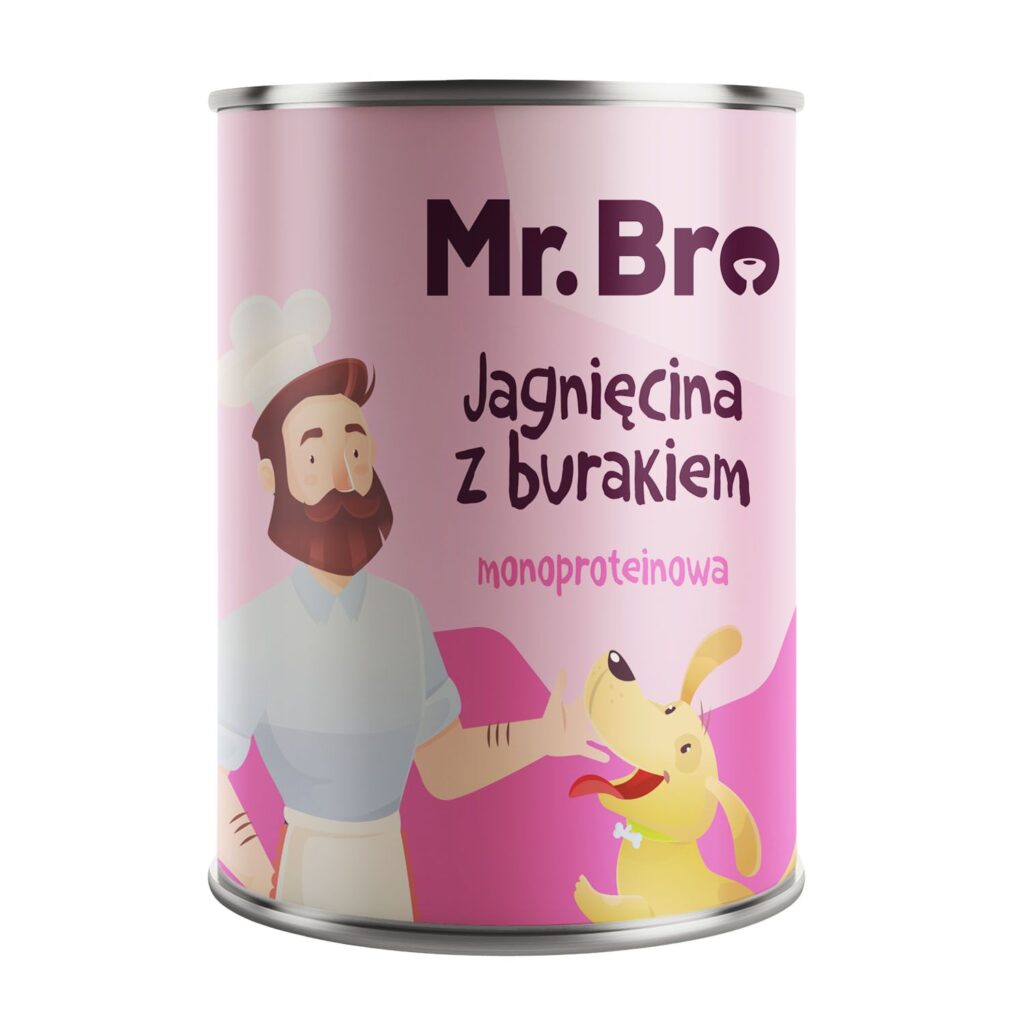 puszka mokrej karmy dla psów producenta mr.Bro