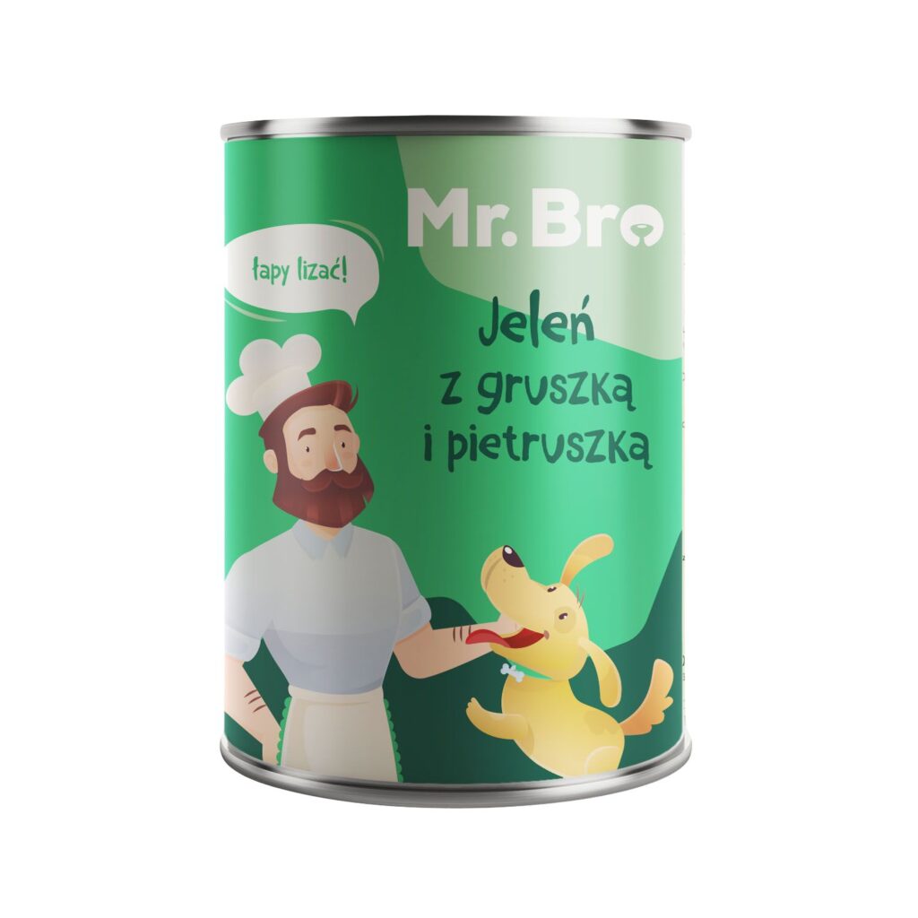 puszka mokrej karmy dla psów producenta mr.Bro