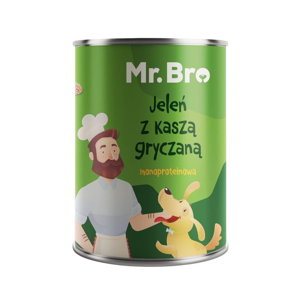 puszka mokrej karmy dla psów producenta mr.Bro