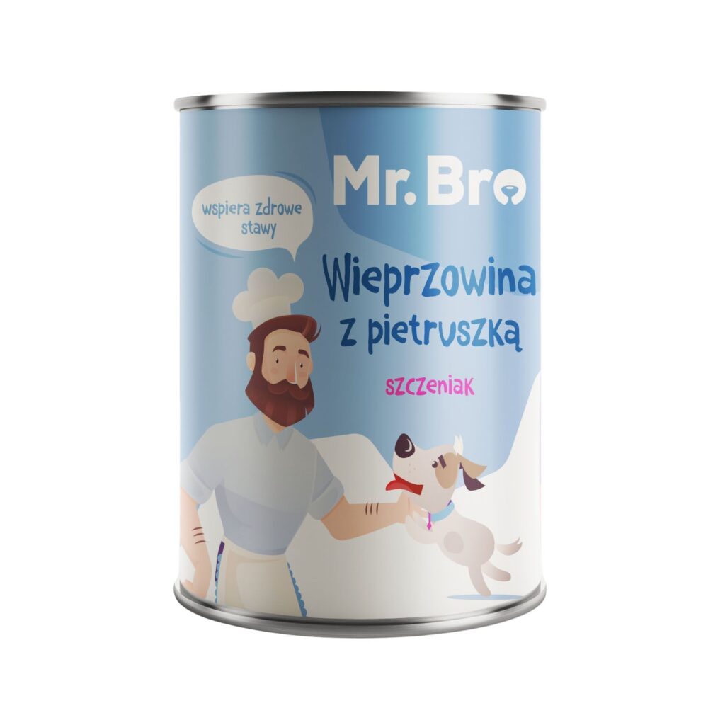 puszka mokrej karmy dla psów producenta mr.Bro