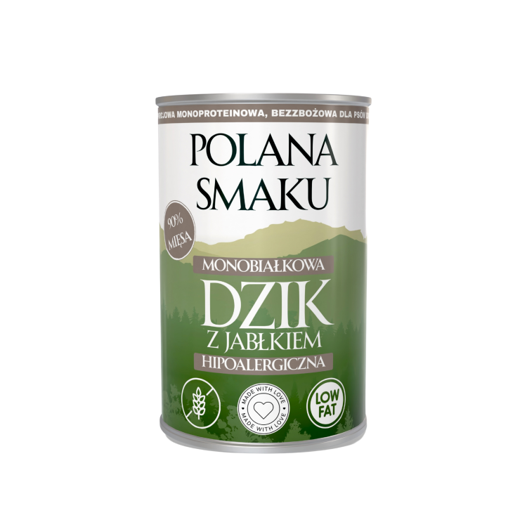 polana smaku dzik z jabłkami karma mokra 400g