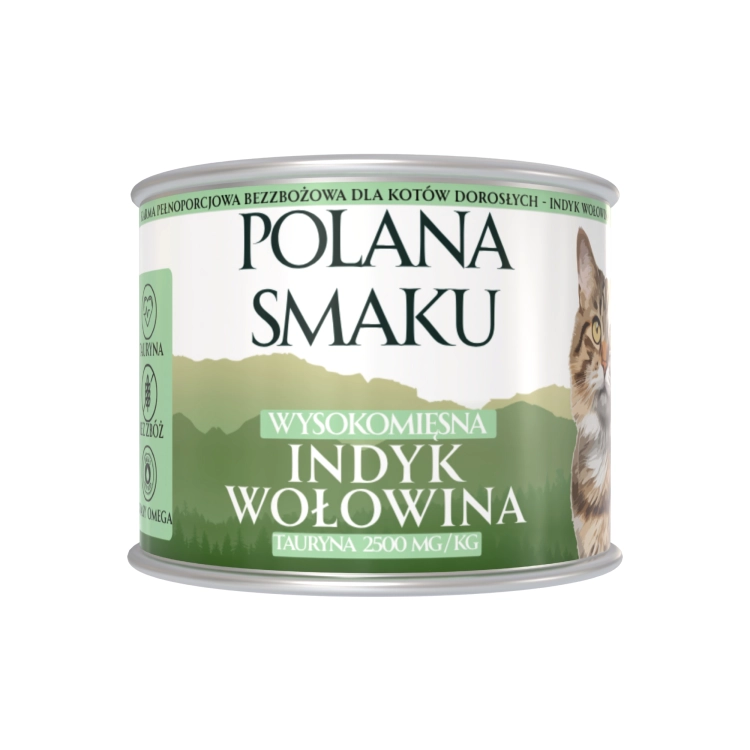 mokra karma dla kota puszka 200g wołowina i indyk wysokomięsna