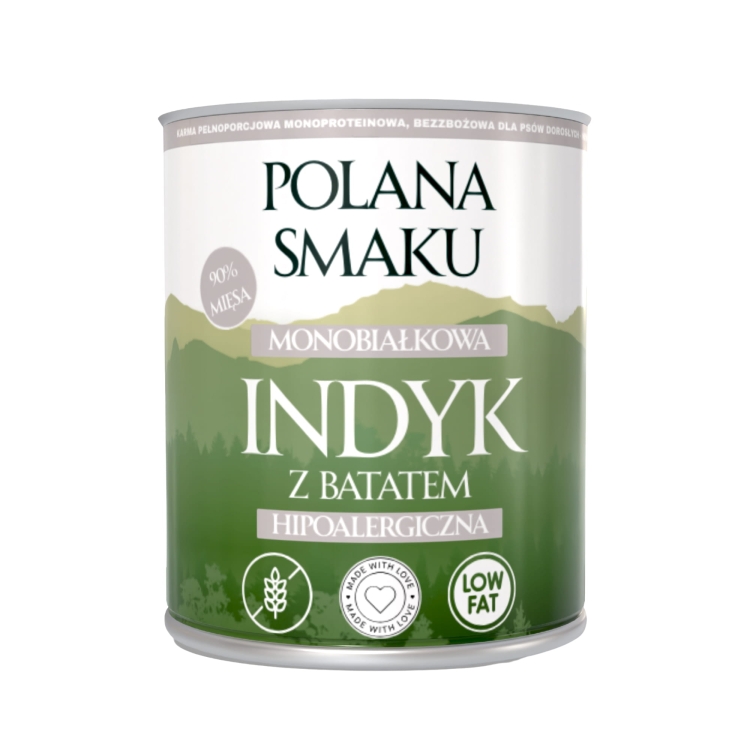 polana smaku karma hipoalergiczna monobiałkowa indyk z batatem 800g